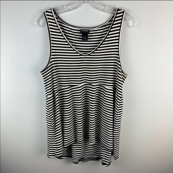 Torrid Striped Ribbed Babydoll Peplum Tank Top - Picture 3 of 4